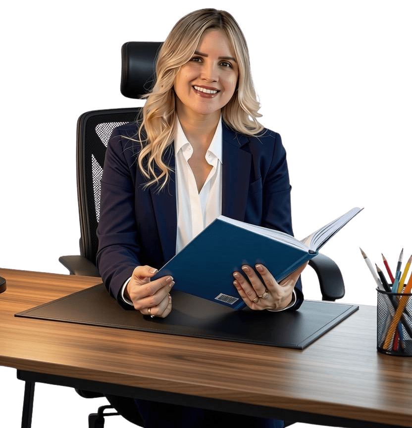 Paola Arias, abogada especialista en derecho comercial y urbanístico, en su oficina